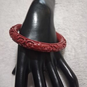Antique chinese Cinnabar Carved Bangle